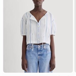 Everlane gauze Light Blue Stripe Button-Front Top